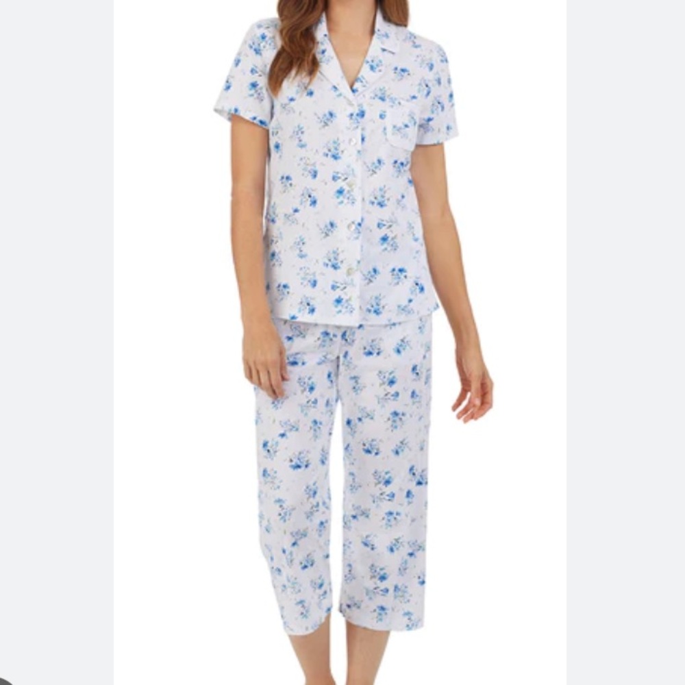 NEW Carole Hochman Blue Bouquet Capri Pajama Set XL